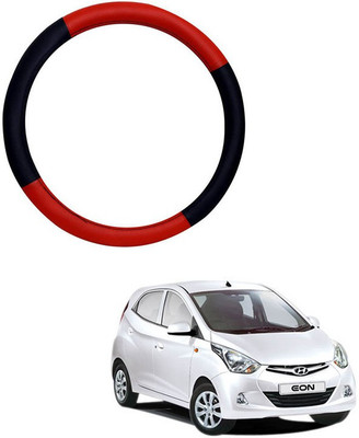 RKPSP Hand Stiched Steering Cover For Universal For Car Eon(Red/Black, Leatherite)