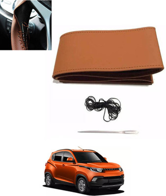 MSNP Hand Stiched Steering Cover For Mahindra KUV100(Tan, Leatherite)