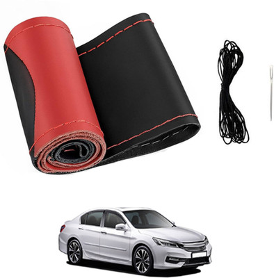 ABJD Hand Stiched Steering Cover For Honda Accord(Red, Black, Leatherite)
