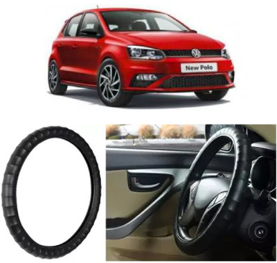 OOLTAH PAHIYA Hand Stiched Steering Cover For Volkswagen Polo Exquisite(Black, Leatherite)