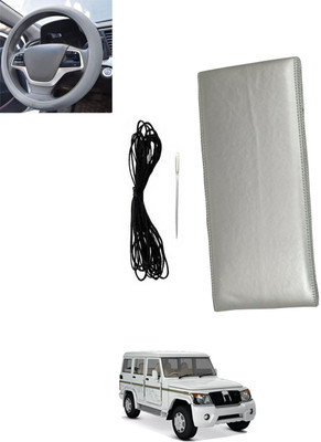 monolive Hand Stiched Steering Cover For Mahindra Bolero(Silver, Leatherite)