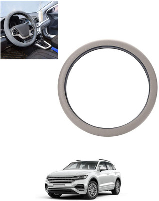 monolive Hand Stiched Steering Cover For Volkswagen Touareg(Silver, Leatherite)