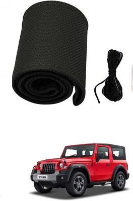 Arnejaa Hand Stiched Steering Cover For Mahindra Thar(Black, Leather)