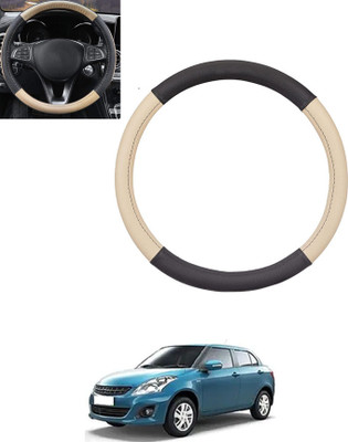 monolive Hand Stiched Steering Cover For Universal For Car Swift Dzire(Beige, Black, Leatherite)