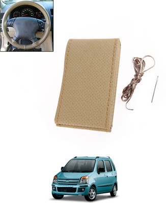 MSNP Hand Stiched Steering Cover For Maruti WagonR(Beige, Leatherite)