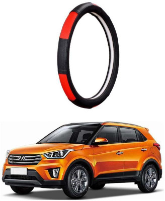 AUTO PEARL Steering Cover For Hyundai Creta(Gold Blaze Black and Red, Leatherite)