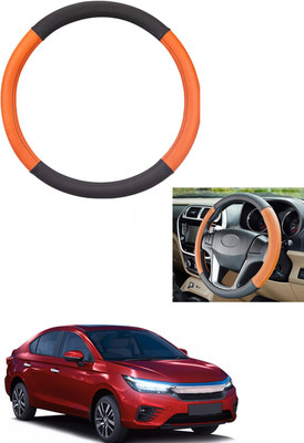 MATIES Steering Cover For Honda Universal For Car(Tan/Black, Leather)