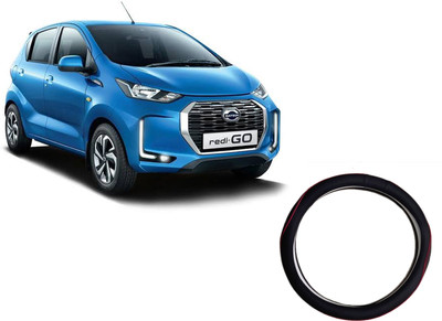 HOTRENZ Steering Cover For Datsun Go(Steering Cover For Datsun Redi Go , Black With Red Line Coulor, Leatherite)