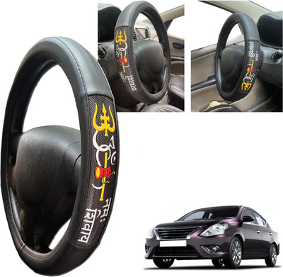 PEEPS STORE Steering Cover For Nissan Sunny(Black, Leatherite)