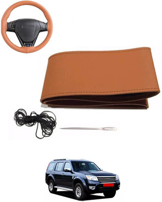 MATIES Hand Stiched Steering Cover For Ford Universal For Car(Tan, Leatherite)