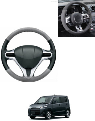 AYW Steering Cover For Universal For Car WagonR Stingray(Grey/Black, Leatherite)