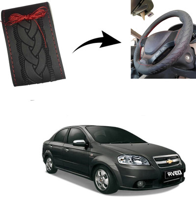 Autoinnovation Hand Stiched Steering Cover For Chevrolet Aveo(Black, Leather)