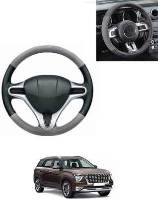 AYW Steering Cover For Hyundai Universal For Car(Grey/Black, Leatherite)
