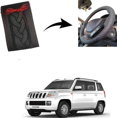 Autoinnovation Hand Stiched Steering Cover For Mahindra TUV 300(Black, Leather)