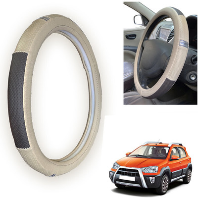 PEEPS STORE Steering Cover For Toyota Etios Cross(Black, Leatherite)