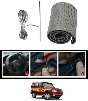 monolive Hand Stiched Steering Cover For Tata Sumo(Grey, Leatherite)