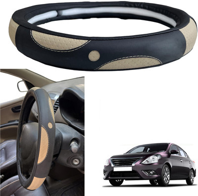 PEEPS STORE Steering Cover For Nissan Sunny(Black, Leatherite)