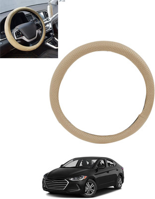 monolive Hand Stiched Steering Cover For Hyundai Elantra(Beige, Leatherite)