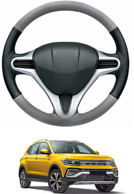 MATIES Steering Cover For Volkswagen Universal For Car(Grey, Black, Leather)