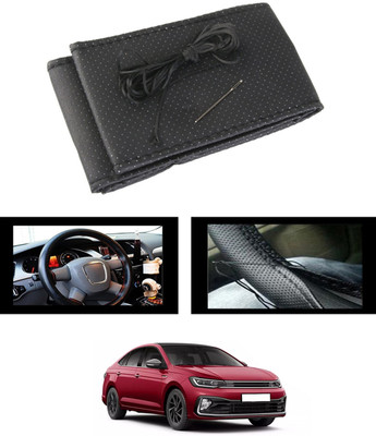 monolive Hand Stiched Steering Cover For Volkswagen Universal For Car(Black, Leatherite)