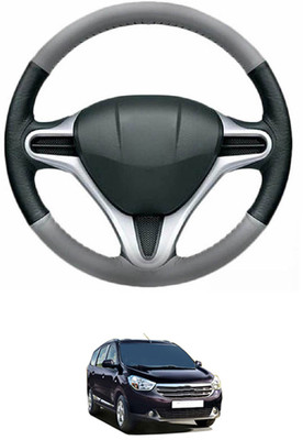 MATIES Steering Cover For Renault Lodgy(Grey, Black, Leather)