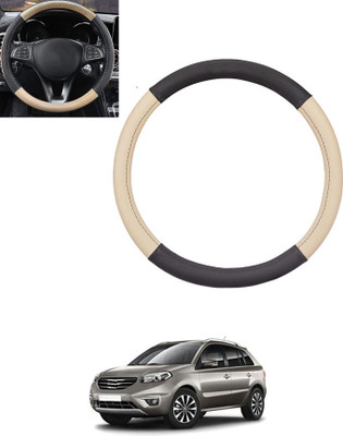 monolive Hand Stiched Steering Cover For Renault Koleos(Beige, Black, Leatherite)