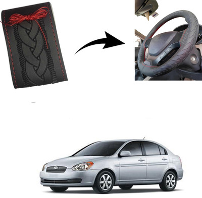 Autoinnovation Hand Stiched Steering Cover For Hyundai Xcent(Black, Leather)