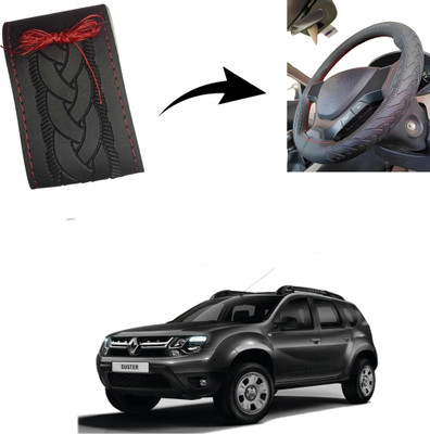Autoinnovation Hand Stiched Steering Cover For Renault Duster(Black, Leather)