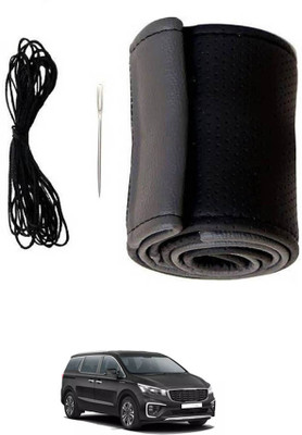 RKPSP Hand Stiched Steering Cover For Universal For Car Universal For Car(Grey, Black, Leatherite)