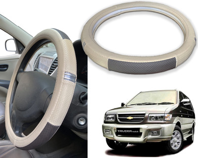 PEEPS STORE Steering Cover For Chevrolet Tavera(Red, Black, Leatherite)