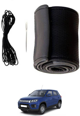 RKPSP Hand Stiched Steering Cover For Universal For Car Universal For Car(Grey, Black, Leatherite)