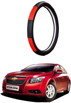AUTO PEARL Steering Cover For Chevrolet Cruze(Gold Blaze Black and Red, Leatherite)