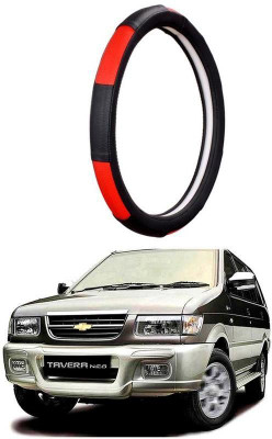 AUTO PEARL Steering Cover For Chevrolet Tavera(Gold Blaze Black and Red, Leatherite)