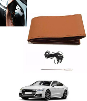 MATIES Hand Stiched Steering Cover For Audi S7(Tan, Leatherite)