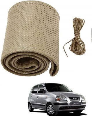 ARNEJA Hand Stiched Steering Cover For Hyundai Santro(Beige, Leather)