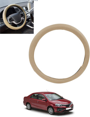 monolive Hand Stiched Steering Cover For Toyota Etios(Beige, Leatherite)
