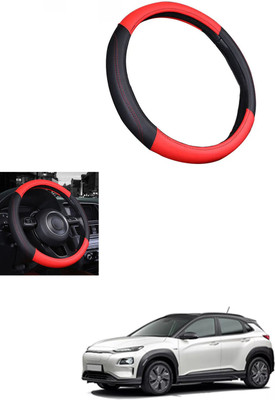 MATIES Steering Cover For Hyundai Universal For Car(Red/Black, Leather)