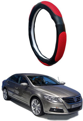 AUTO PEARL Steering Cover For Volkswagen Passat(Black Red, Leatherite)