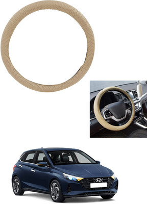 MATIES Steering Cover For Hyundai i20(Beige, Leather)