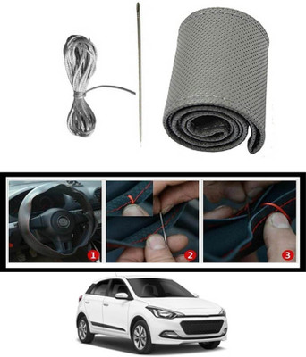 ABJD Hand Stiched Steering Cover For Honda Elite i20(Grey, Leatherite)