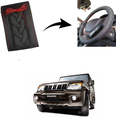 Autoinnovation Hand Stiched Steering Cover For Mahindra Bolero(Black, Leather)