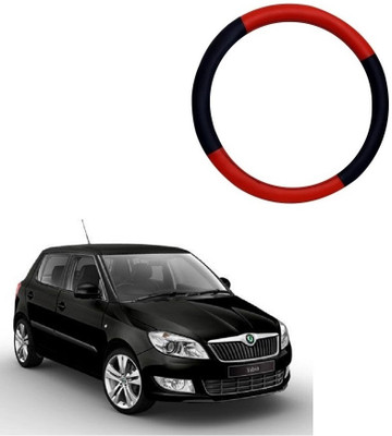 SPREADX Steering Cover For Skoda Fabia(Red, Black, Leatherite)