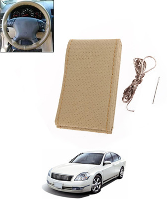 ABJD Hand Stiched Steering Cover For Chevrolet Teana(Beige, Leatherite)