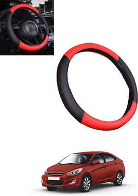 ABJD Steering Cover For Hyundai Verna(Red, Black, Leatherite)