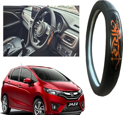 OOLTAH PAHIYA Hand Stiched Steering Cover For Honda Jazz(Black, Leatherite)