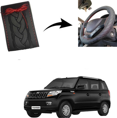 Autoinnovation Hand Stiched Steering Cover For Mahindra TUV 300(Black, Leather)