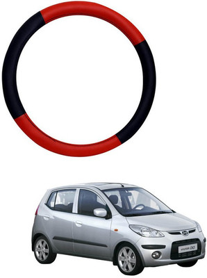 RKPSP Hand Stiched Steering Cover For Universal For Car i10 Active(Red/Black, Leatherite)