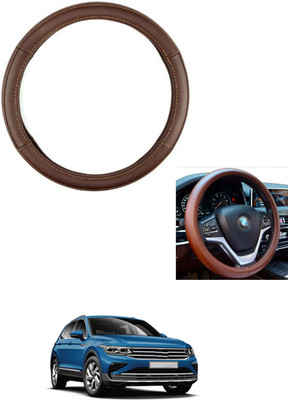MATIES Steering Cover For Volkswagen Universal For Car(Brown, Leather)