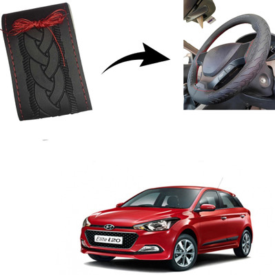 Autoinnovation Hand Stiched Steering Cover For Hyundai Elite i20(Black, Leather)