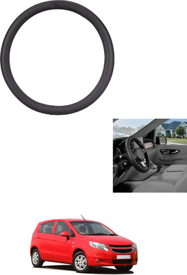 MATIES Steering Cover For Chevrolet Sail UVA(Black, Leather)